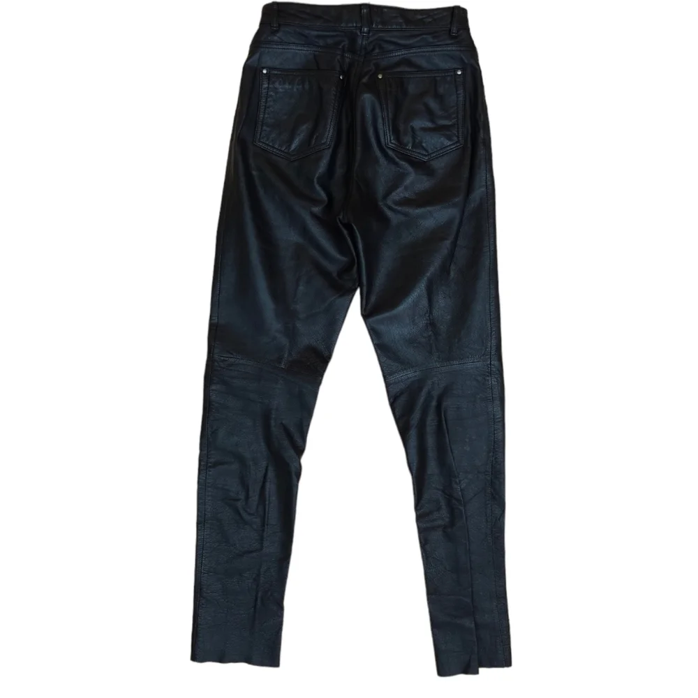 Wilson's 100% Real Genuine Black Leather Vintage High Waist Jeans - 6 - Picture 5 of 13